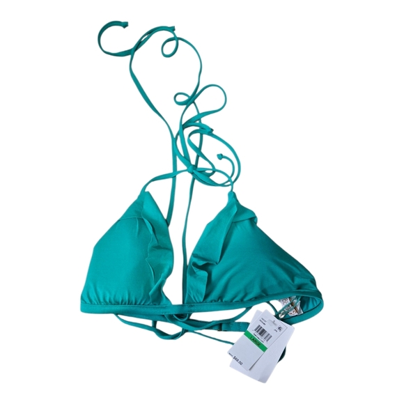 BECCA Teal Ruffle Bikini Top, Large - Picture 3 of 5